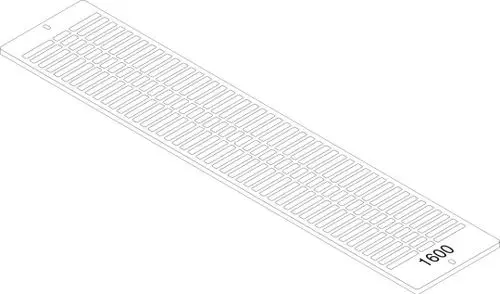 Langes, weißes Gitter von Bosch mit parallelen Luftlöchern, geeignet zur Montage für Luftzirkulation in einem Heizsystem.